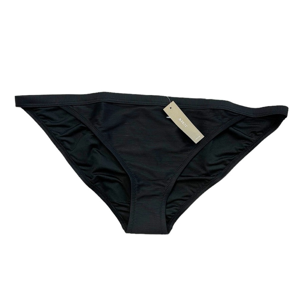 J. Crew Ribbed Trim Hipster Full Coverage Bikini Bottom XXL Black New 7865 BH485